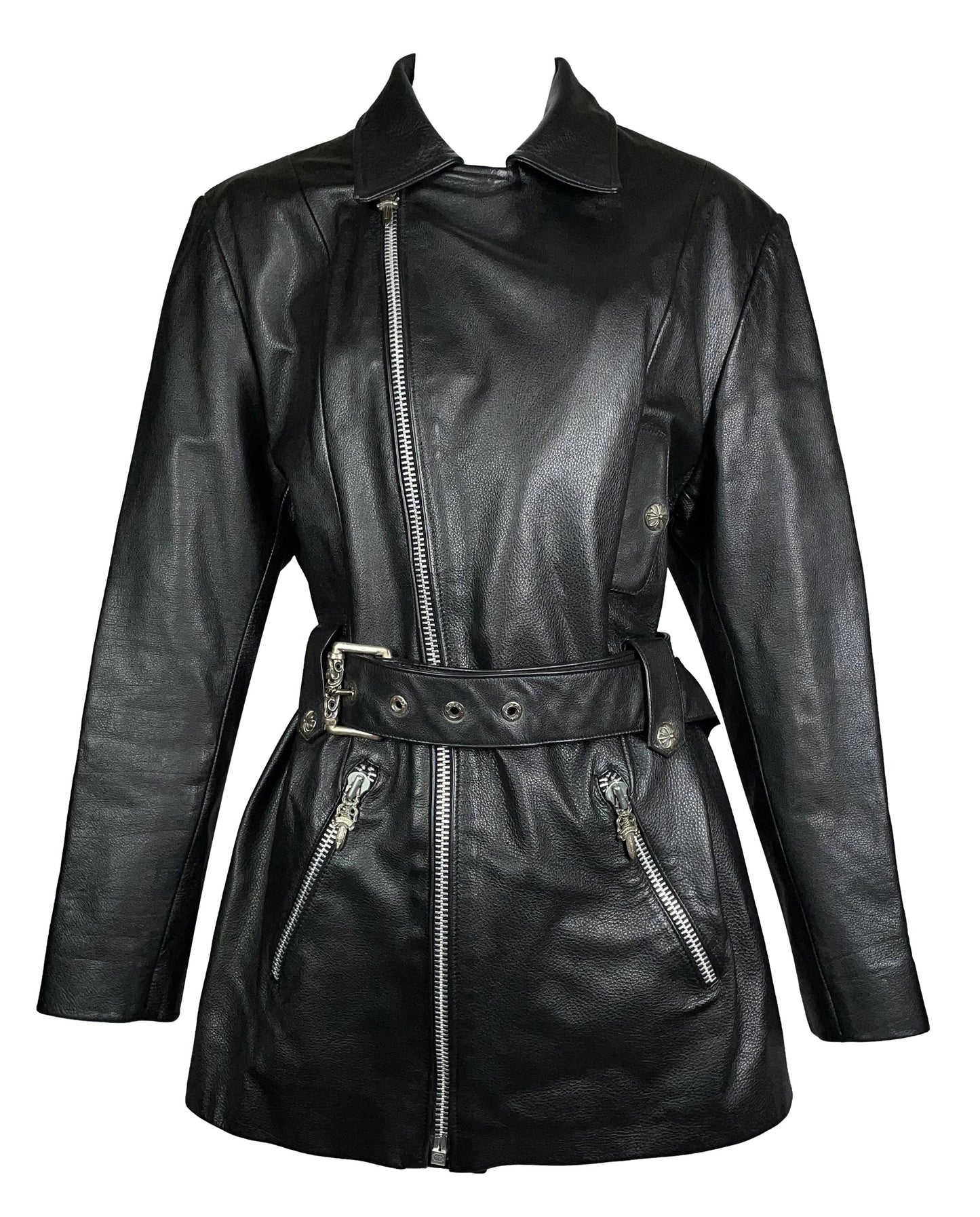 Vintage 1993 Chrome Hearts Black Leather Biker Jacket