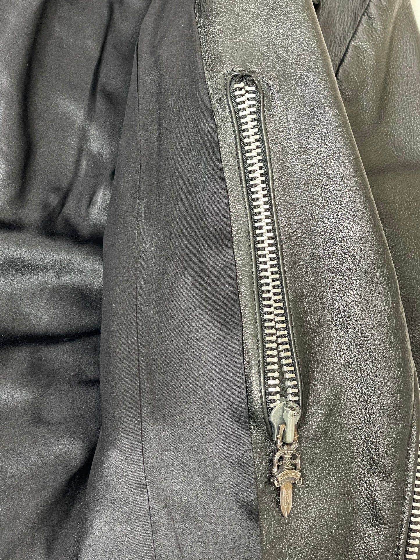 Vintage 1993 Chrome Hearts Black Leather Biker Jacket