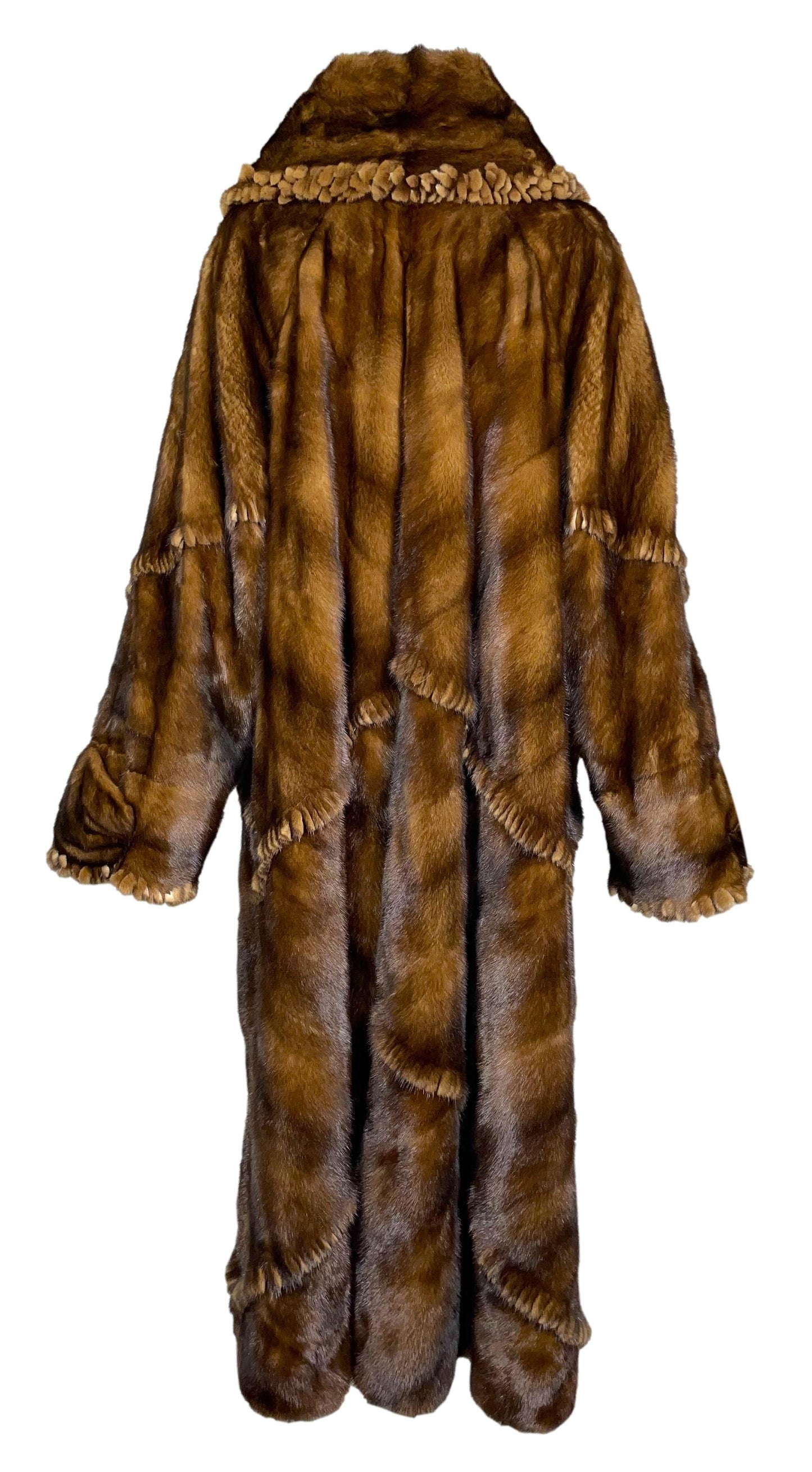 Vintage F/W 1993 Fendi by Karl Lagerfeld Mink Fur Fringe Long Coat