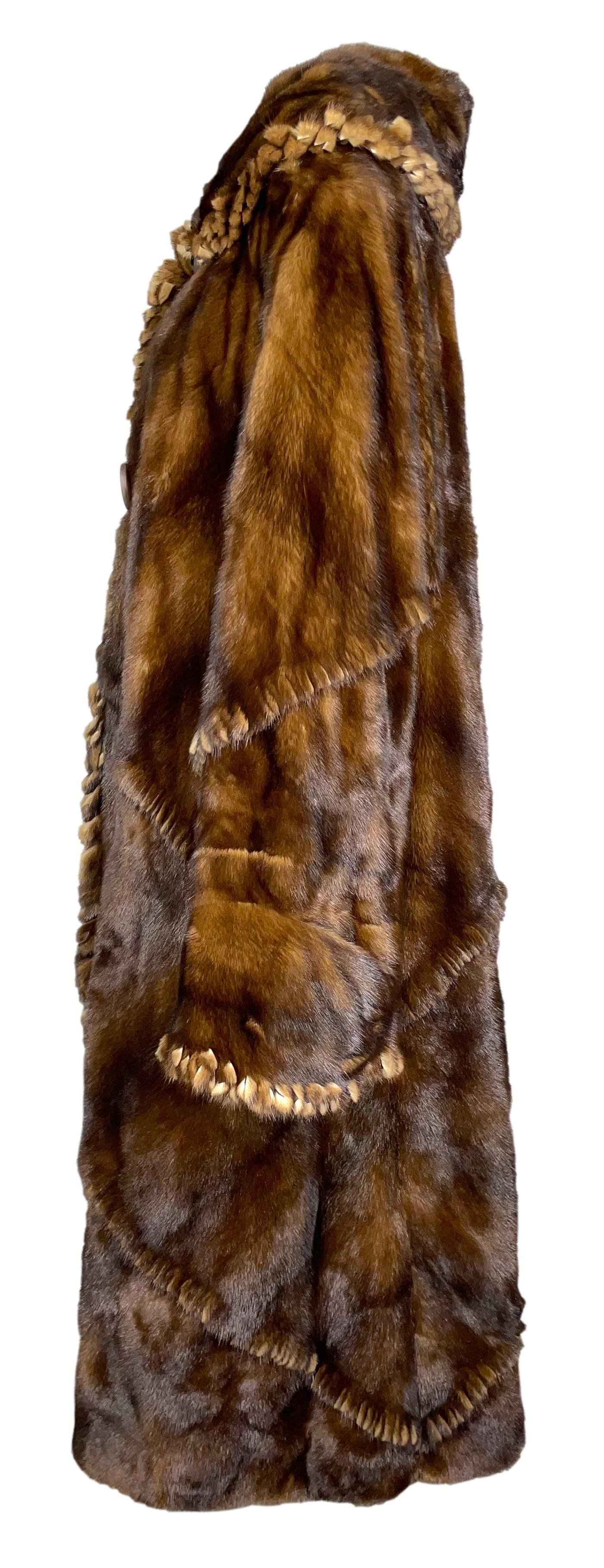 Vintage F/W 1993 Fendi by Karl Lagerfeld Mink Fur Fringe Long Coat