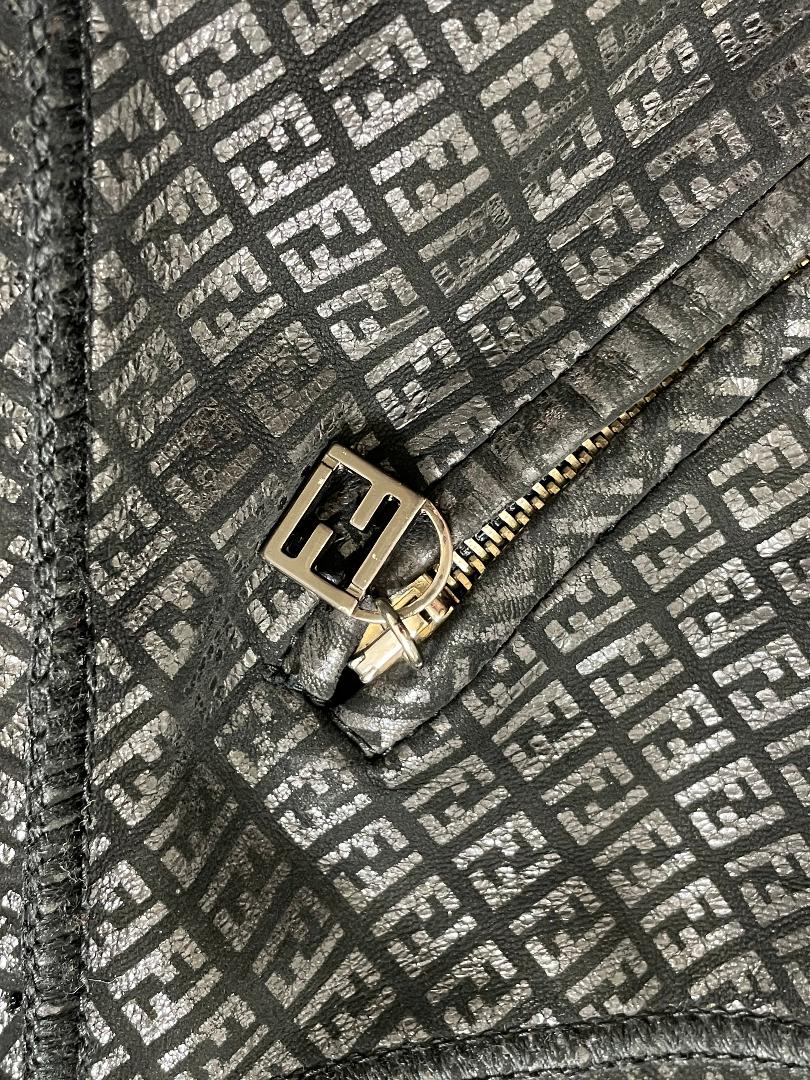 F/W 1995 Fendi by Karl Lagerfeld Reversible Black Leather Logo & Mink Fur Jacket