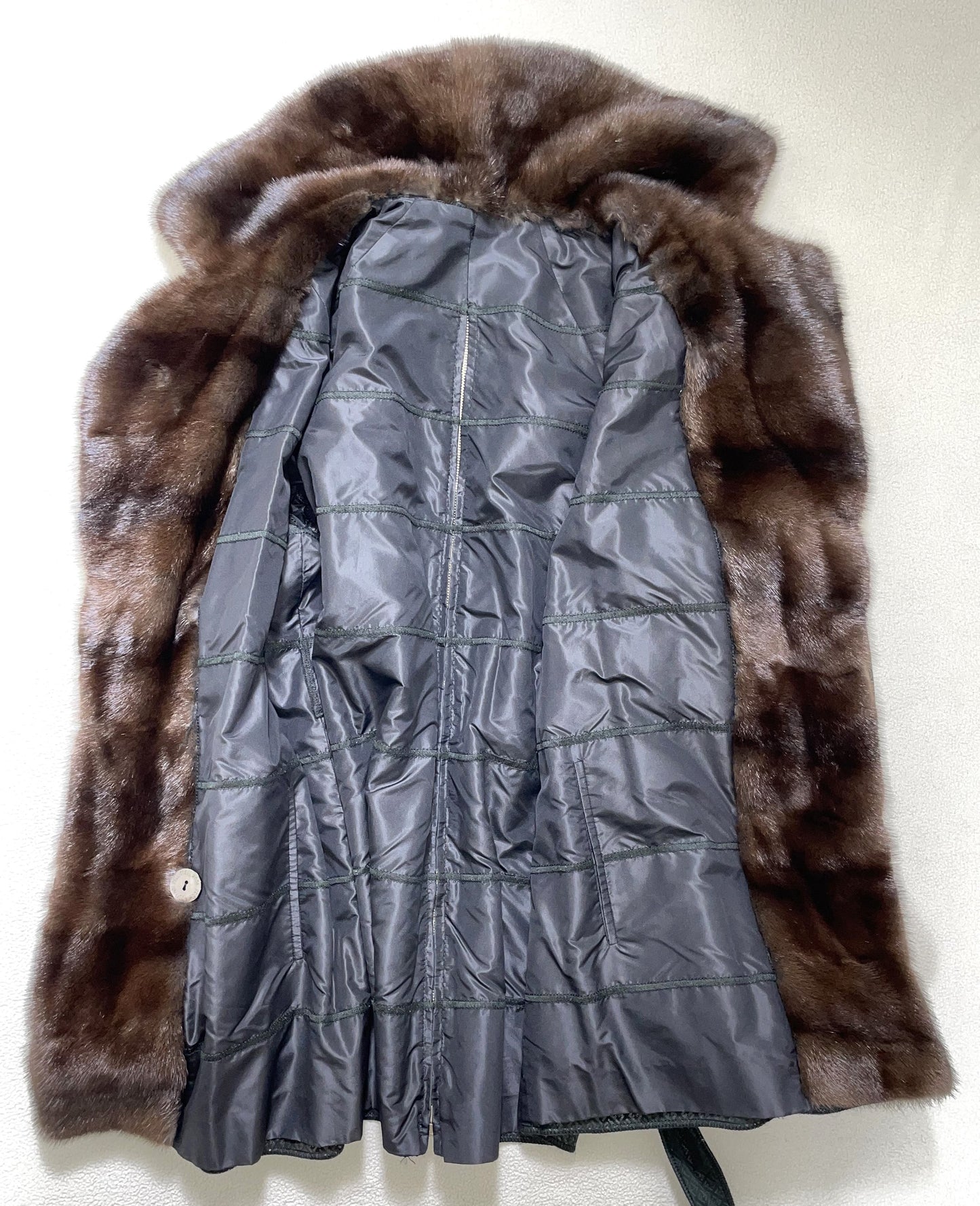 F/W 1995 Fendi by Karl Lagerfeld Reversible Black Leather Logo & Mink Fur Jacket
