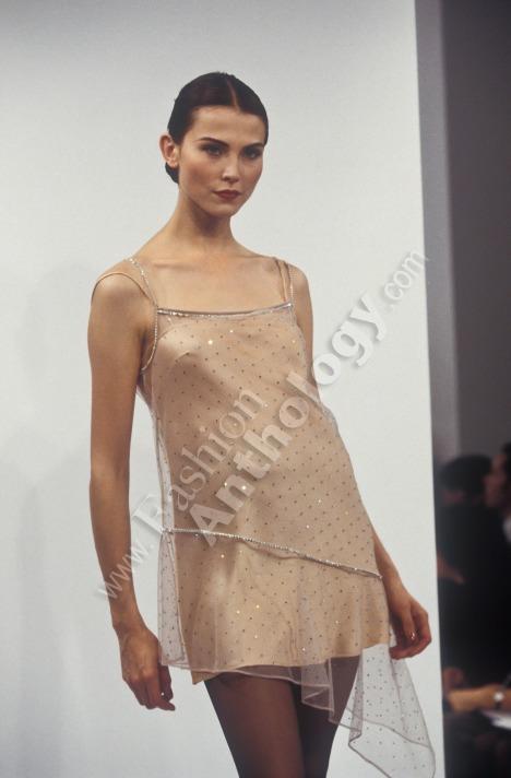 S/S 1995 Dolce & Gabbana Runway Sheer Black Mesh Embellished Mini Dress
