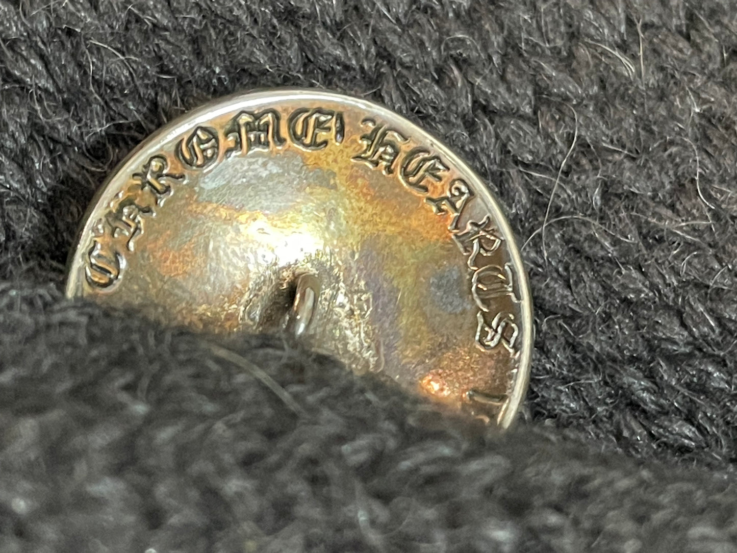 1995 Chrome Hearts Knit Sweater Coat Dress w Leather Cross Patches & Silver Buttons