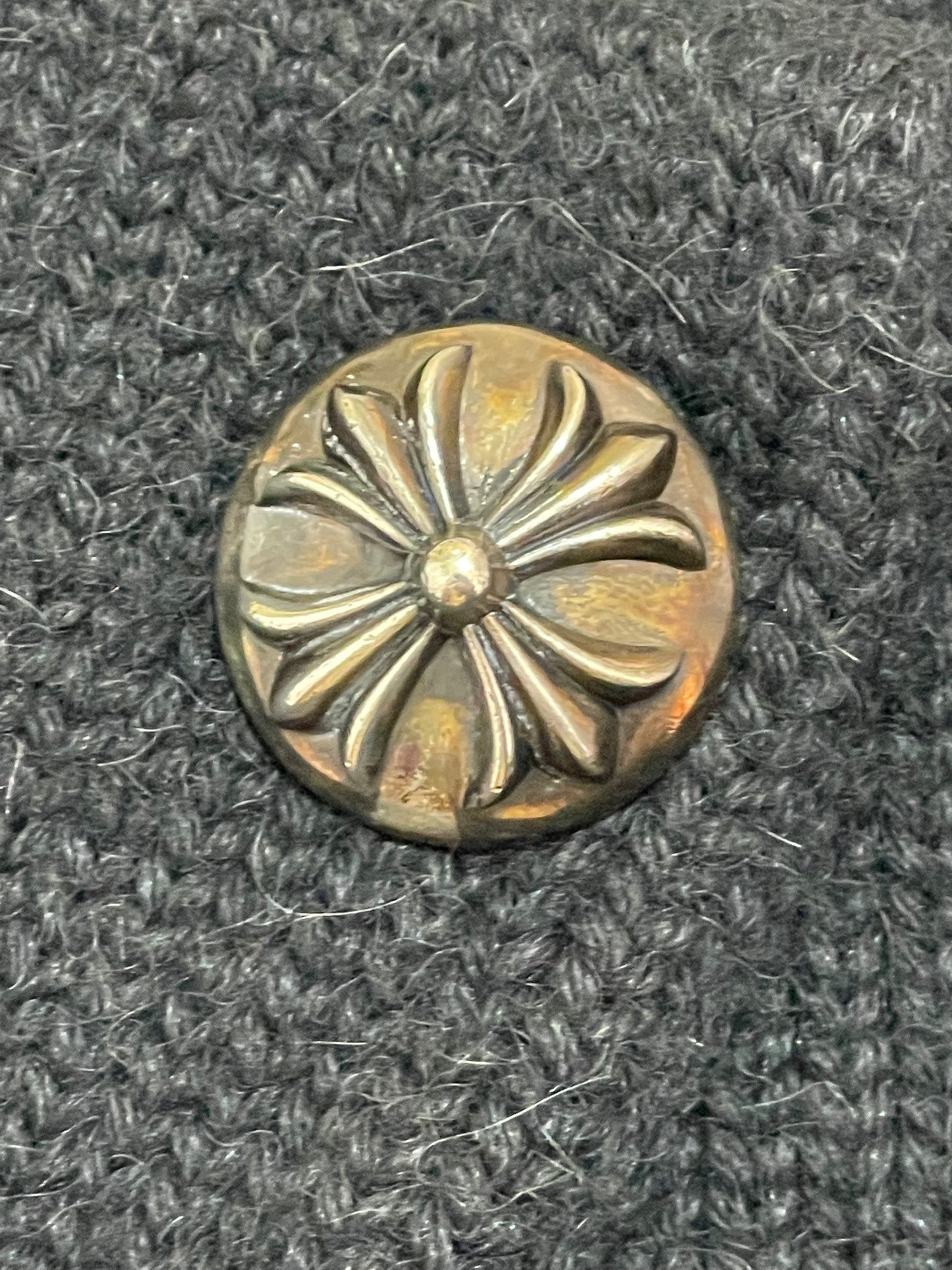 1995 Chrome Hearts Knit Sweater Coat Dress w Leather Cross Patches & Silver Buttons