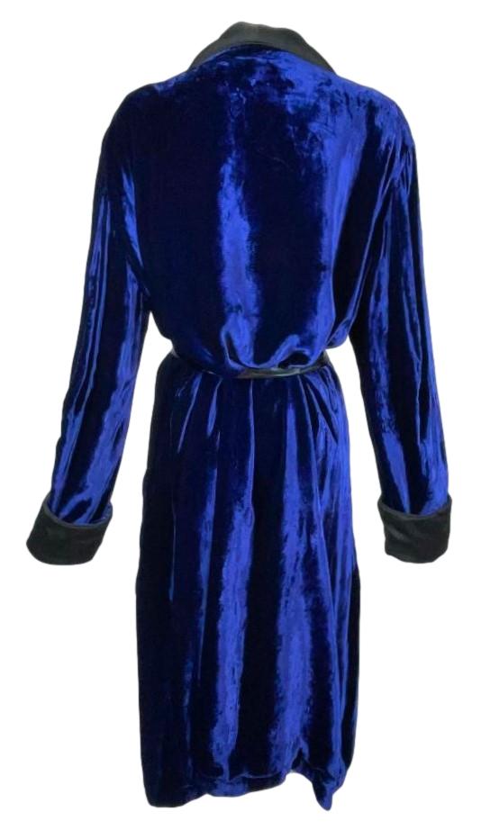 F/W 1995 Dolce & Gabbana Runway Unisex Old Hollywood Royal Blue Velvet Robe Jacket