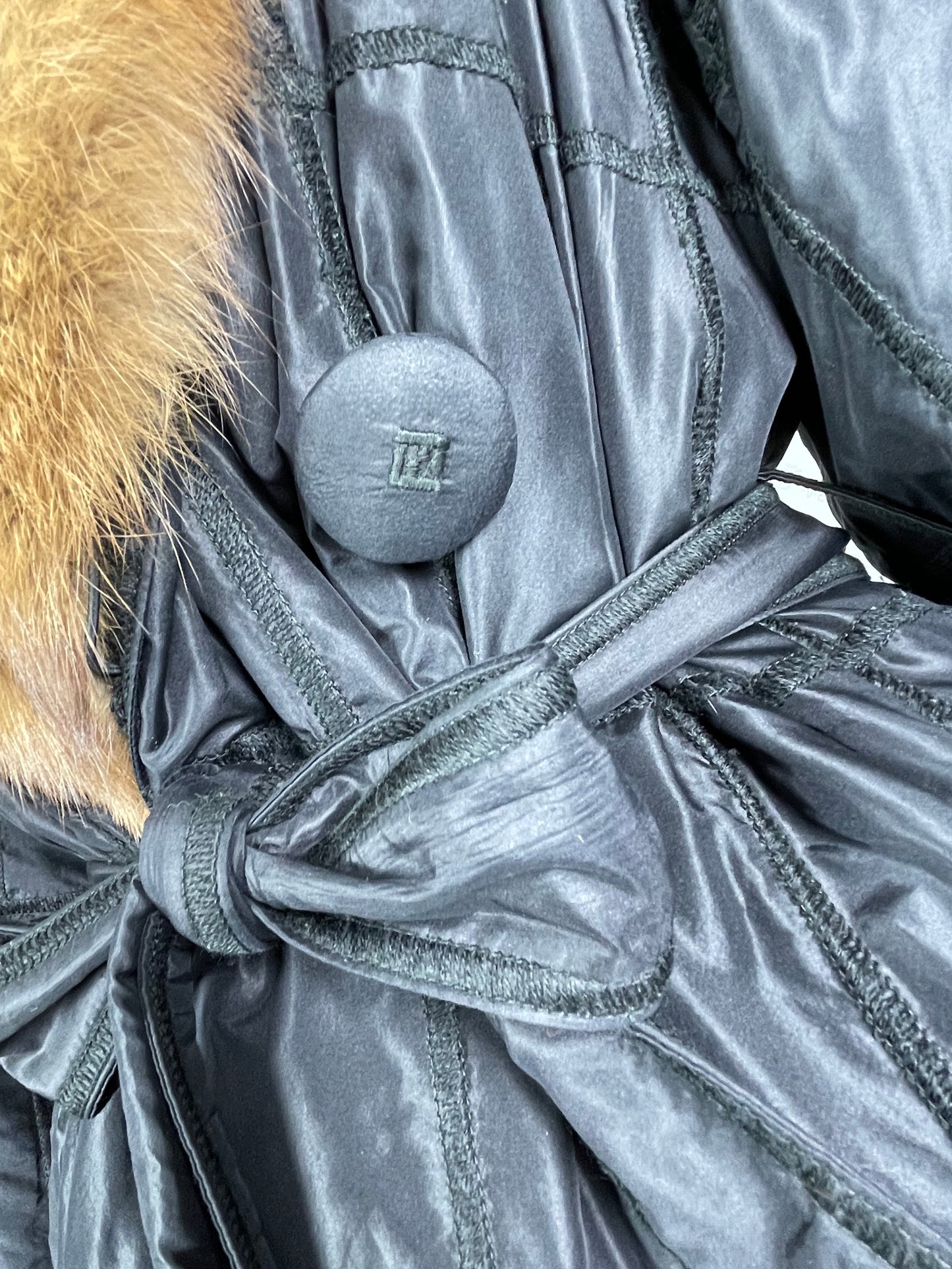 F/W 1995 Fendi by Karl Lagerfeld Sable Fur & Black Satin Reversible Hooded Coat
