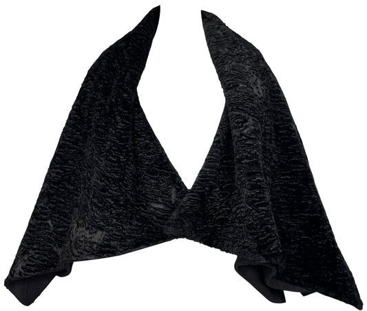 1995 John Galliano Unworn w Tags Black Faux Fur 1940's Old Hollywood Cropped Cape Jacket