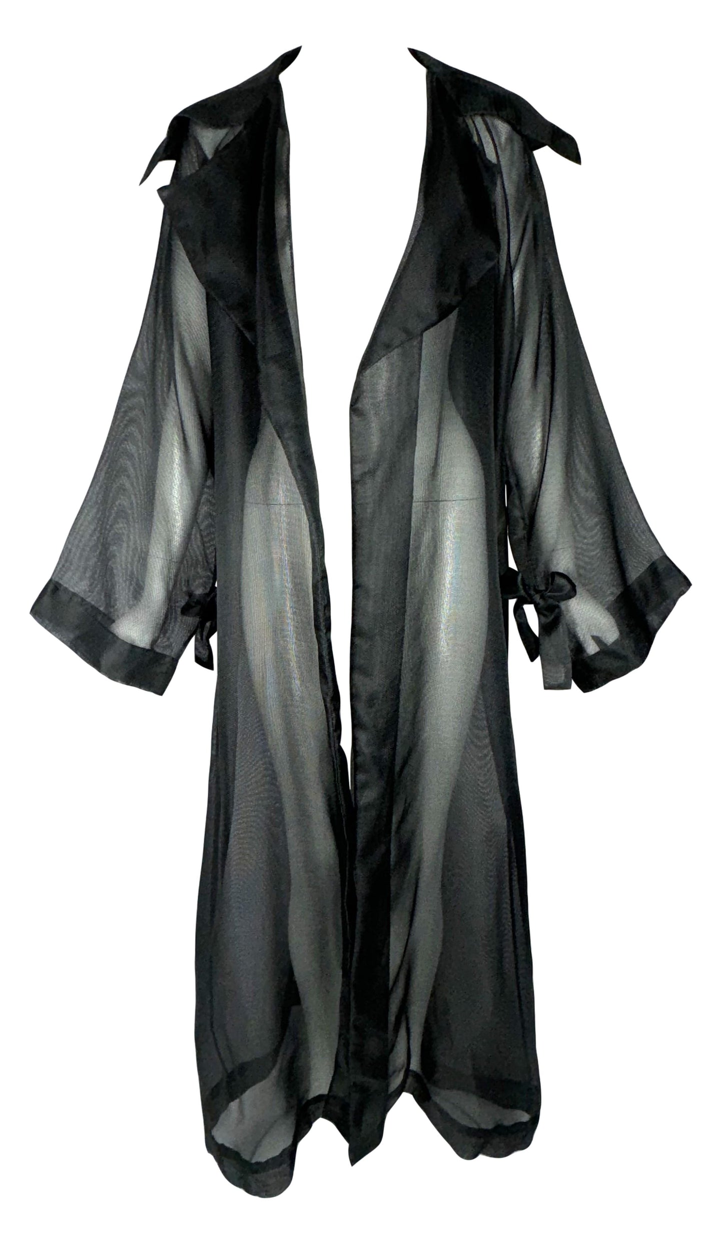 Vintage F/W 1996 Balenciaga Sheer Black Kimono Style Bow Jacket Coat