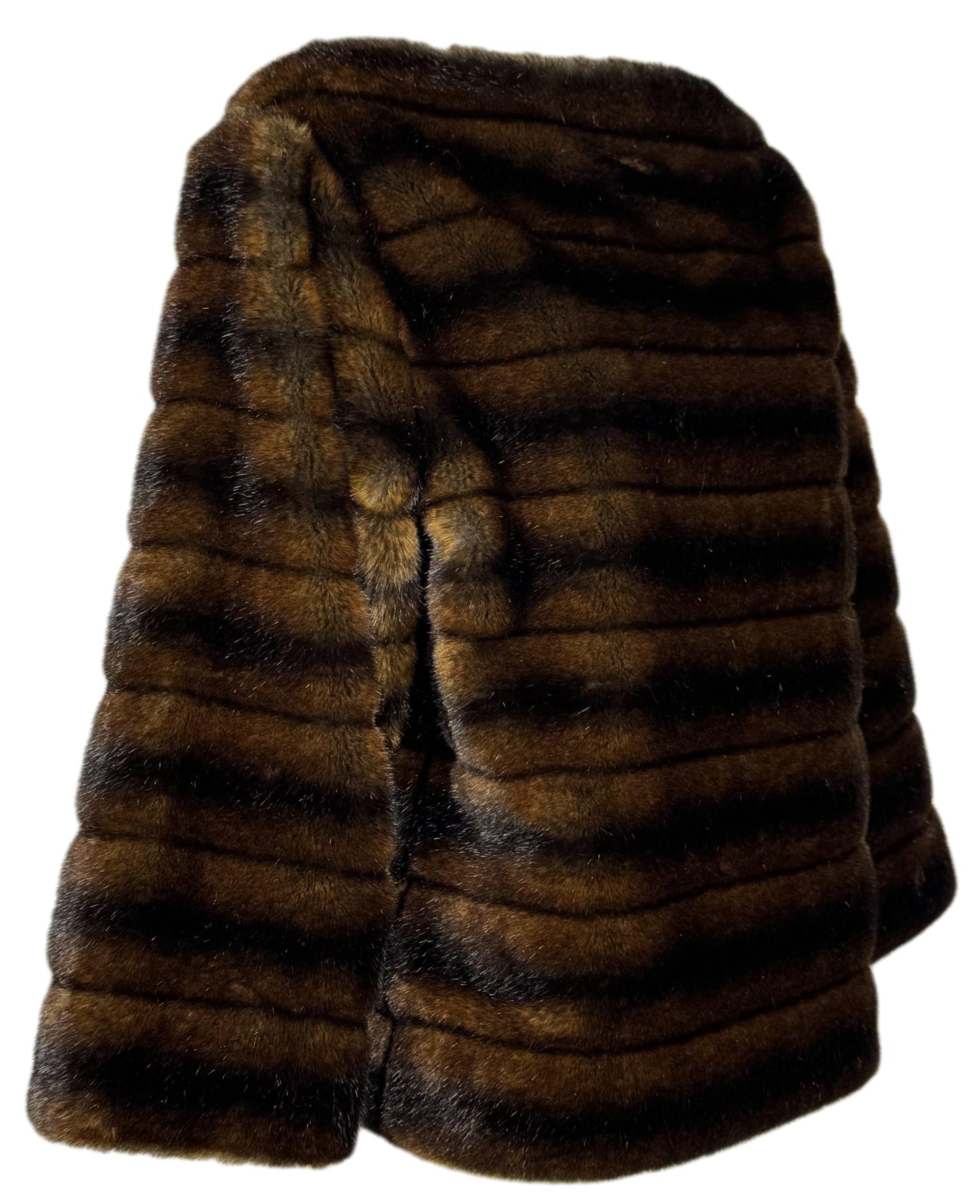 F/W 1996 Christian Dior x Gianfranco Ferre Runway Brown Faux Mink Fur Boat Neck Off Shoulder Sweater Top