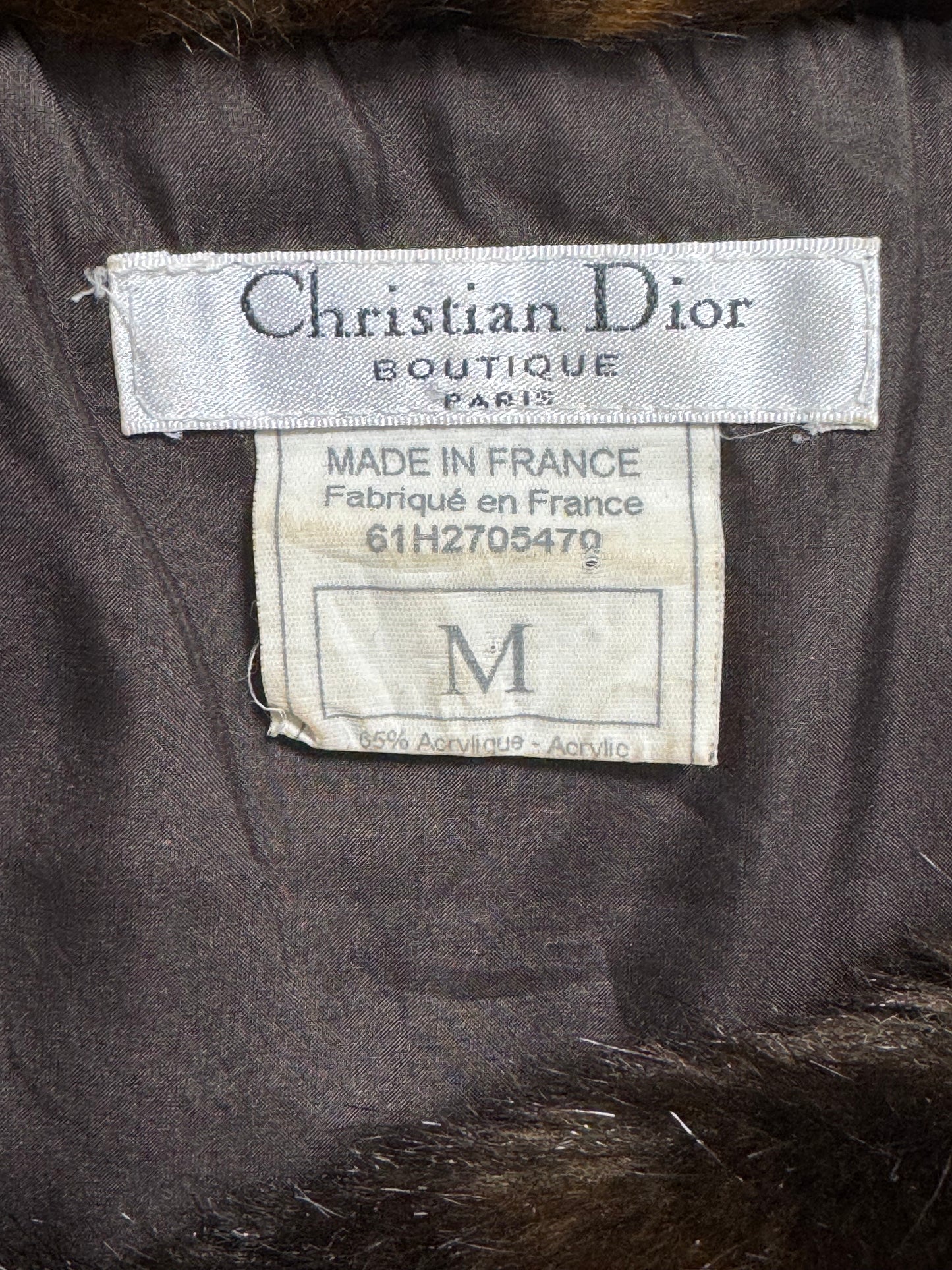 F/W 1996 Christian Dior x Gianfranco Ferre Runway Brown Faux Mink Fur Boat Neck Off Shoulder Sweater Top