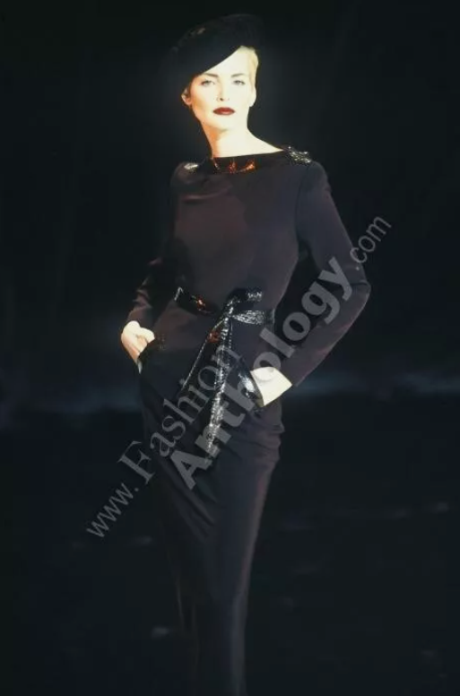 F/W 1996 Givenchy by John Galliano Runway 1940's Old Hollywood Blue Maxi Dress w Snakeskin Belt