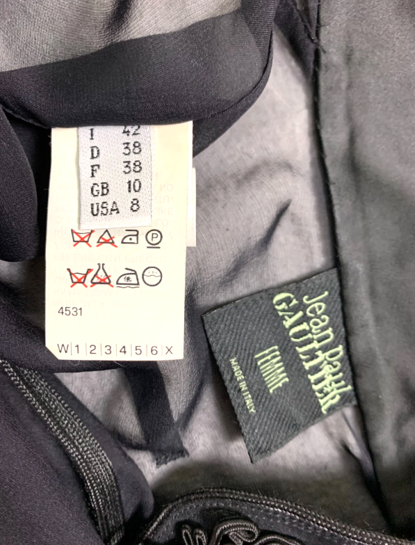 F/W 1996 Jean Paul Gaultier Runway Sheer Black Silk Chinoiserie Kimono Dress