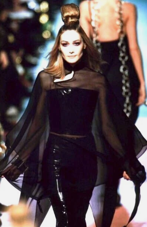 F/W 1996 Jean Paul Gaultier Runway Sheer Black Silk Chinoiserie Kimono Dress