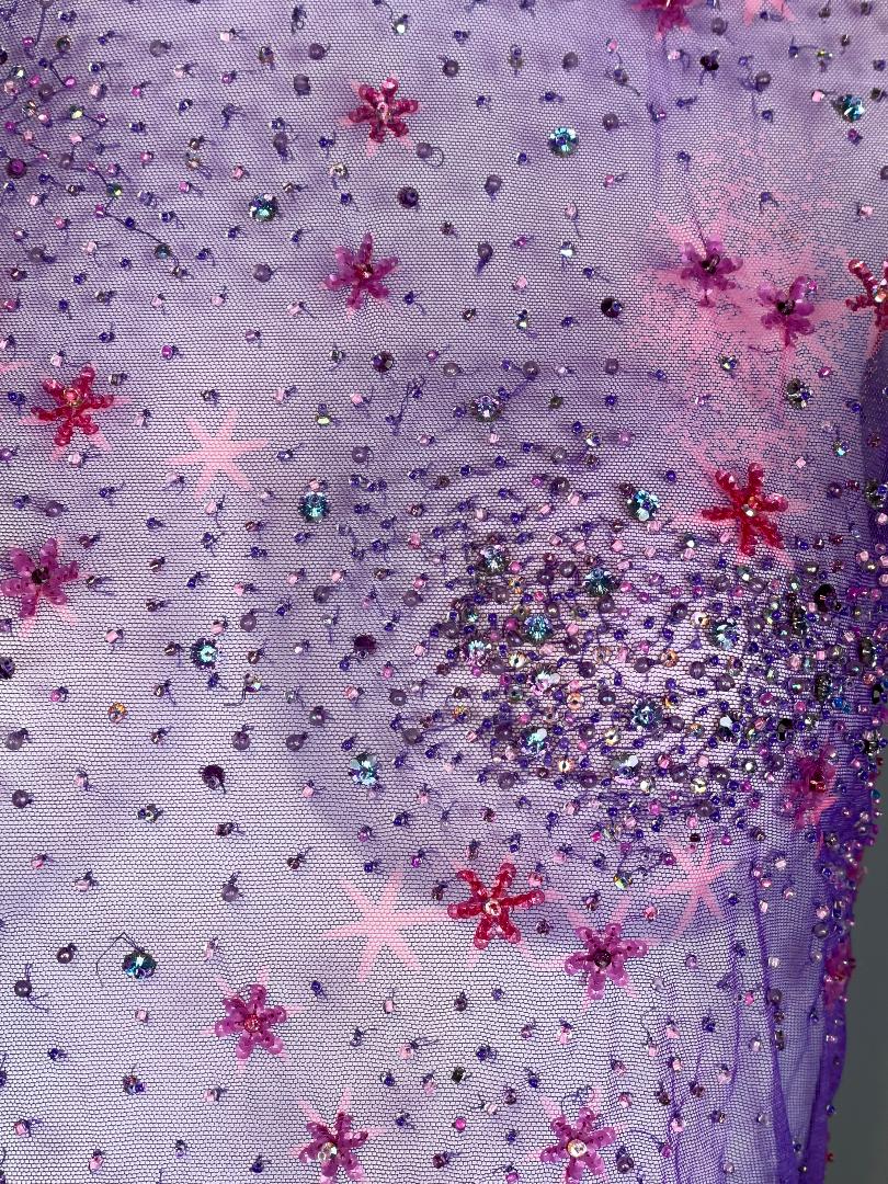 S/S 1996 Atelier Versace by Gianni Sheer Purple Mesh Embellished Top