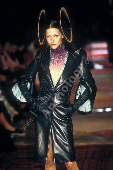 F/W 1997 Givenchy Haute Couture by Alexander McQueen Runway Sheer Nude Crystal Beaded Bodysuit Top