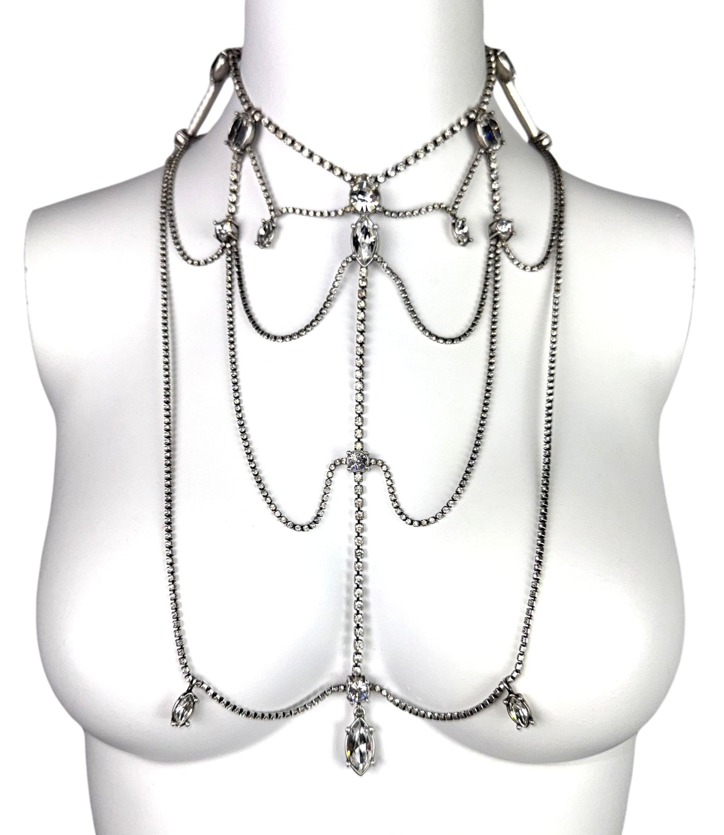 C. 1997 Christian Dior by John Galliano Large Silver Crystal Chandelier Choker Necklace