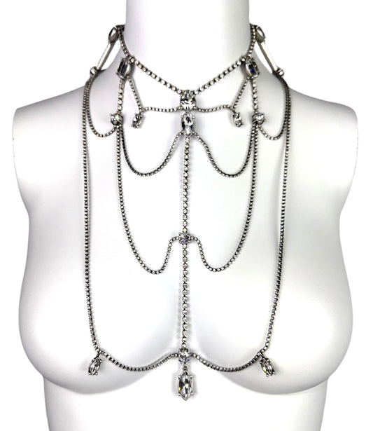C. 1997 Christian Dior by John Galliano Large Silver Crystal Chandelier Choker Necklace