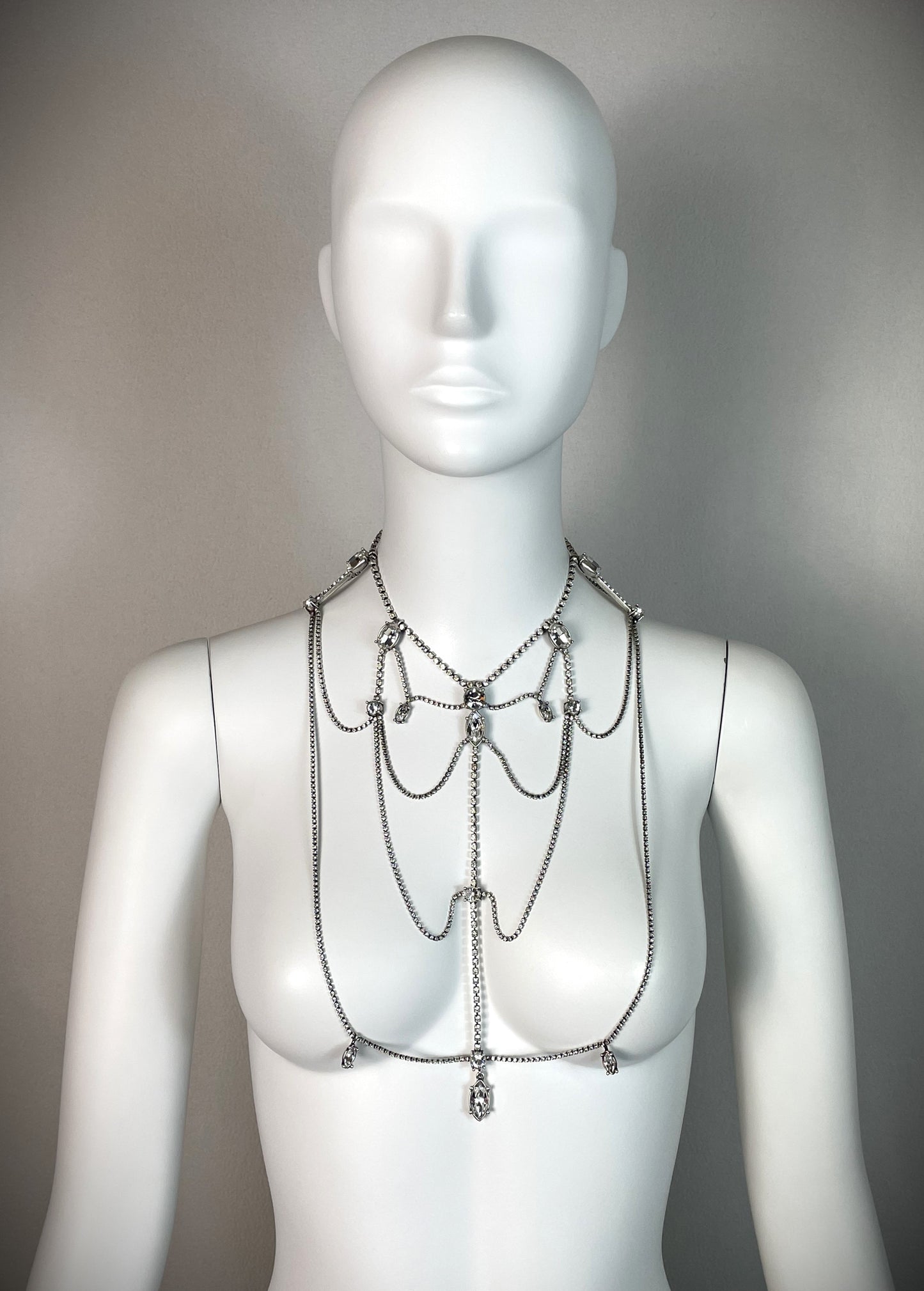 C. 1997 Christian Dior by John Galliano Large Silver Crystal Chandelier Choker Necklace