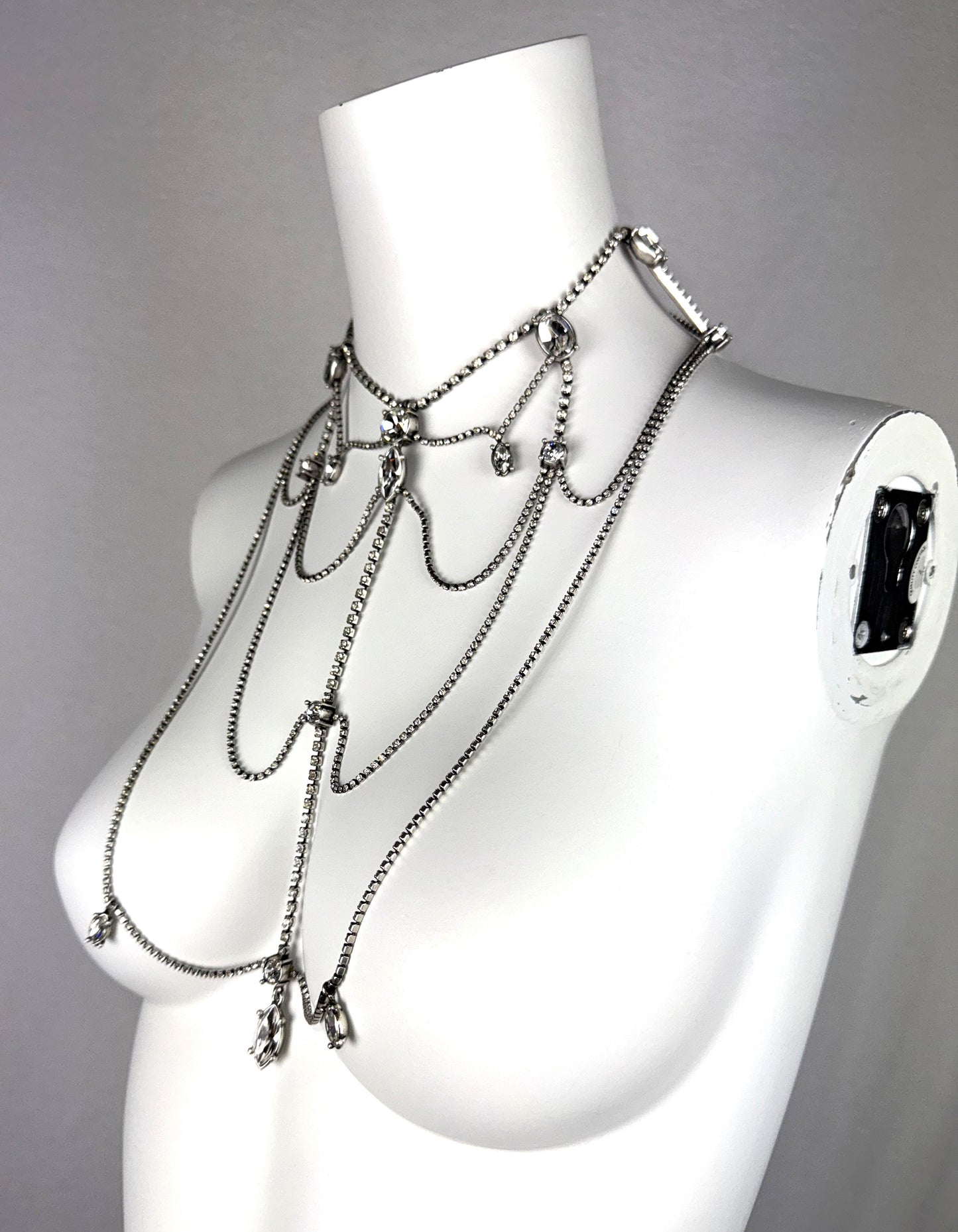 C. 1997 Christian Dior by John Galliano Large Silver Crystal Chandelier Choker Necklace
