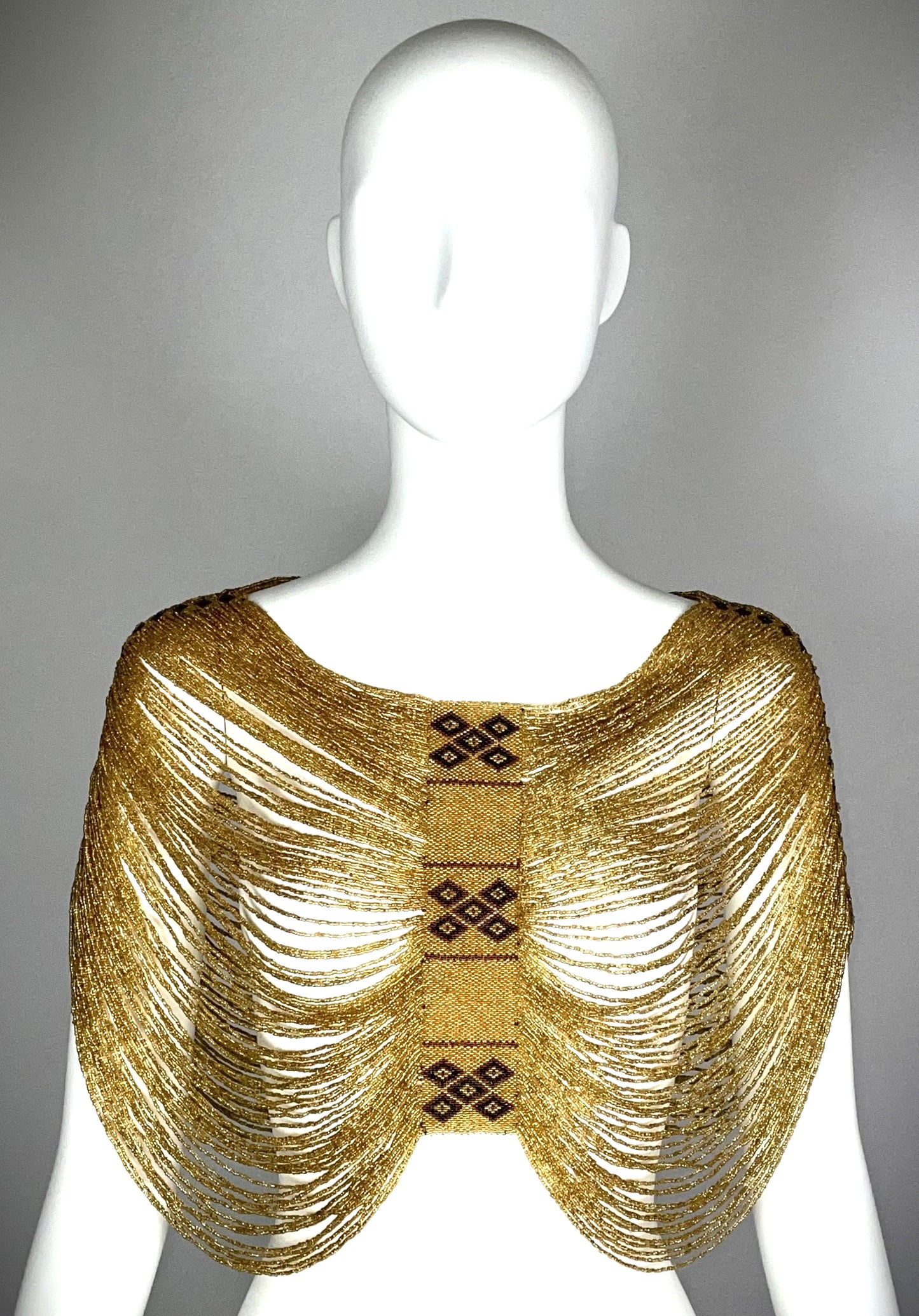 C. 1997 Christian Dior by John Galliano Attributed Gold Beaded Navajo Native American Top Necklace