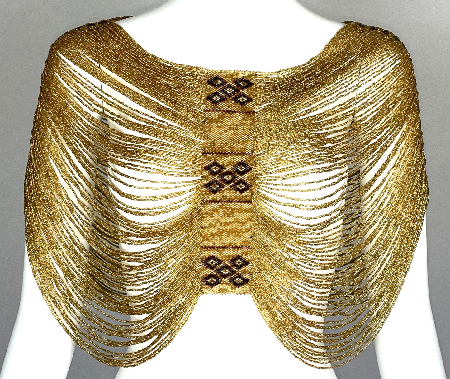 C. 1997 Christian Dior by John Galliano Attributed Gold Beaded Navajo Native American Top Necklace