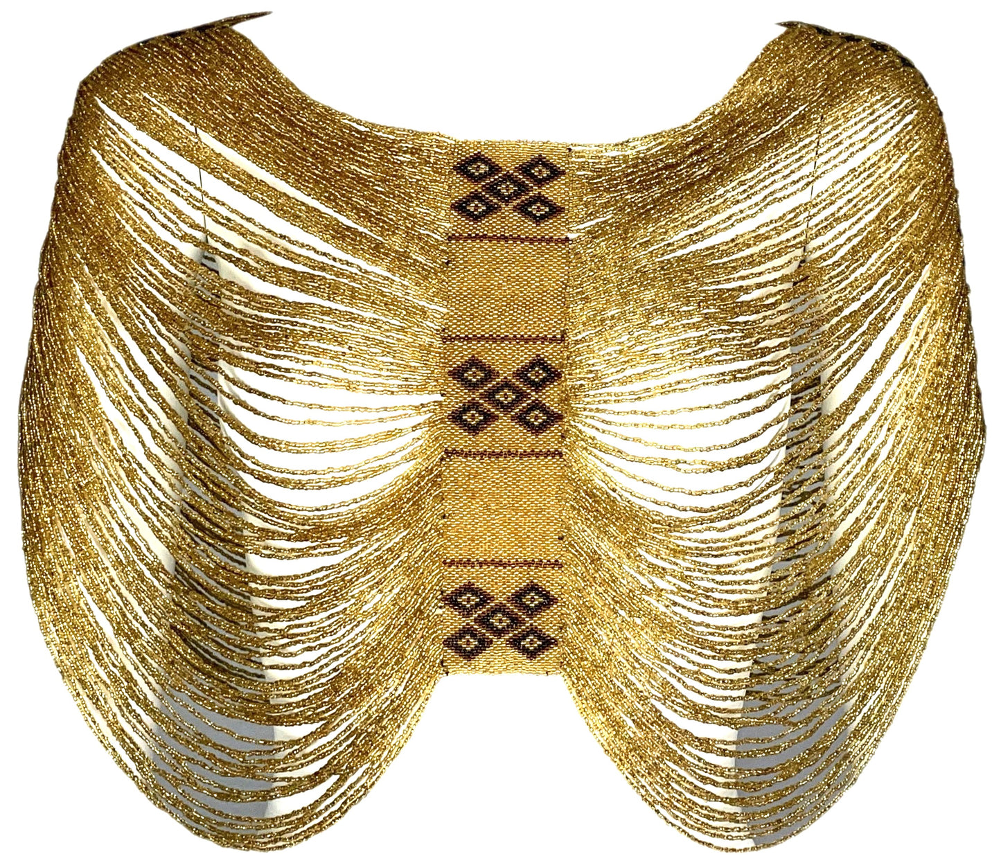 C. 1997 Christian Dior by John Galliano Attributed Gold Beaded Navajo Native American Top Necklace