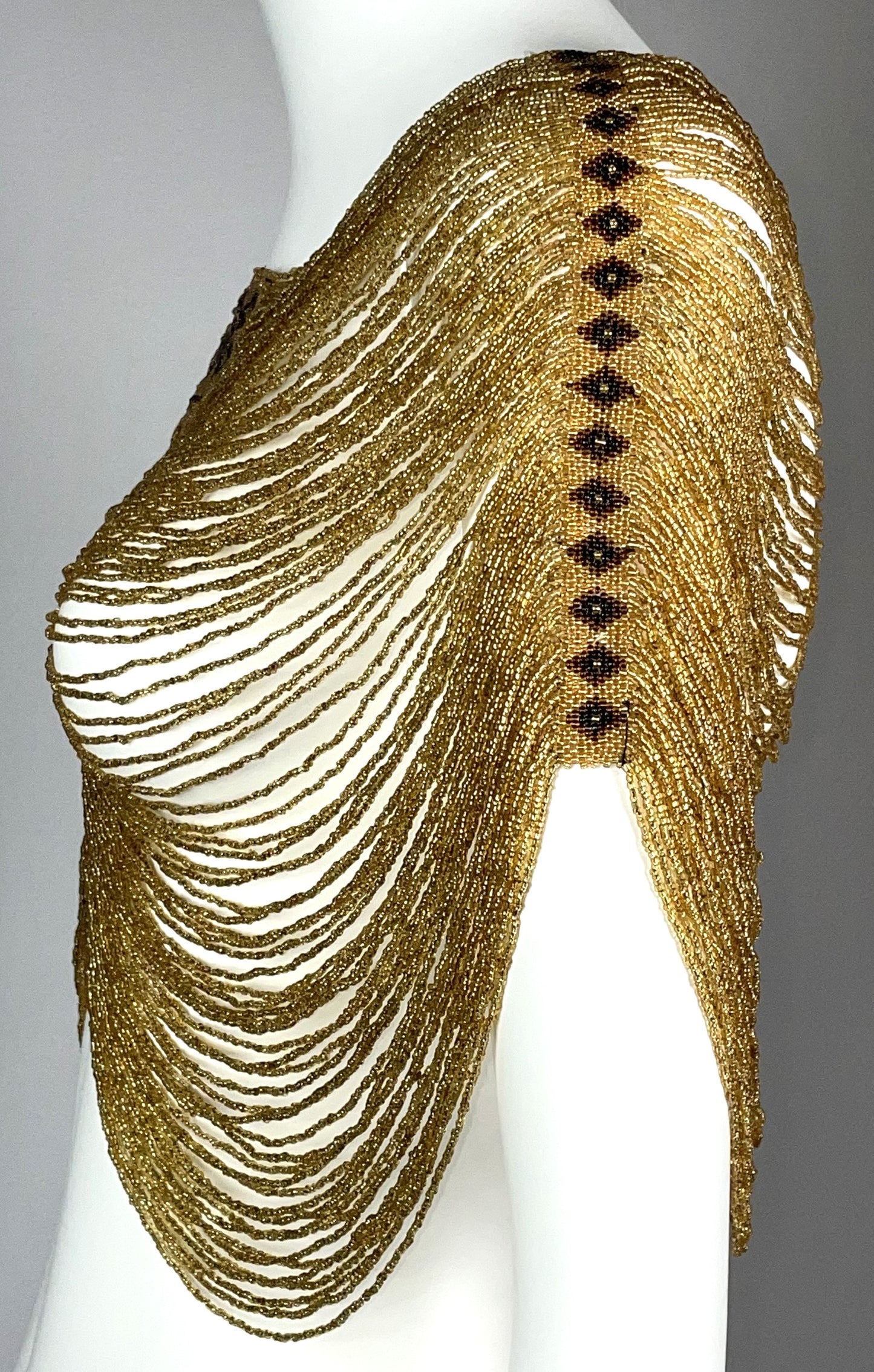 C. 1997 Christian Dior by John Galliano Attributed Gold Beaded Navajo Native American Top Necklace