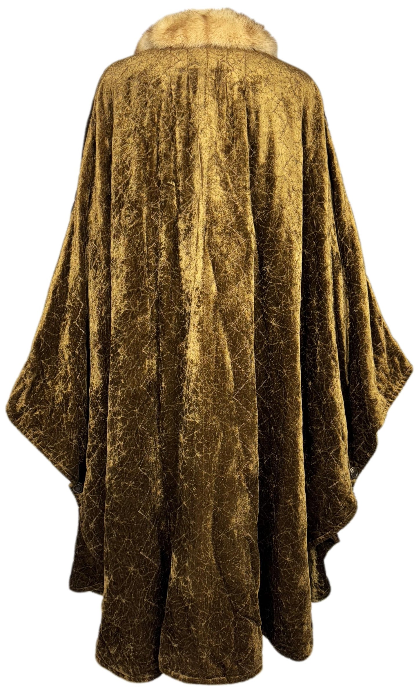 F/W 1997 Fendi x Karl Lagerfeld 1920's Flapper Style Golden Green Velvet Kimono Jacket Coat w Golden Sable Fur
