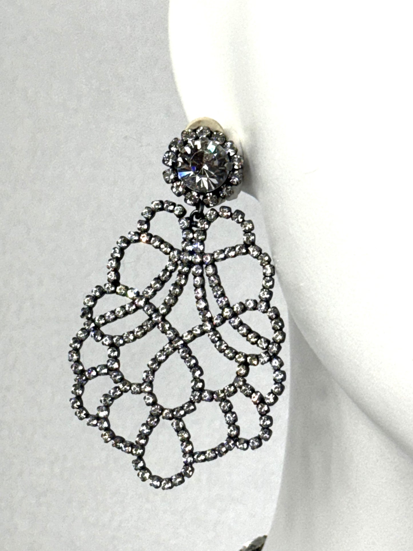 Circa F/W 1997 Christian Dior by John Galliano Large Princess Crystal Earrings & Necklace Set