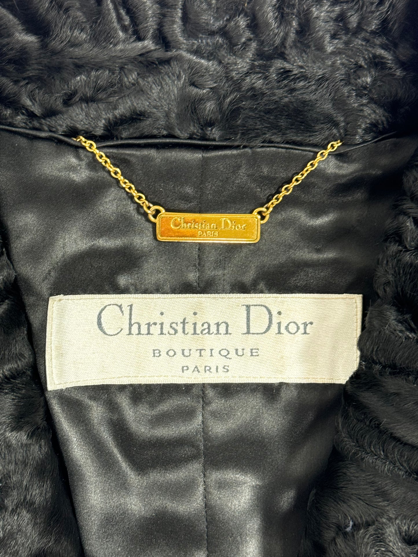 F/W 1997 Christian Dior by John Galliano Runway RARE Black Broadtail Fur Fitted Pin-Up Jacket
