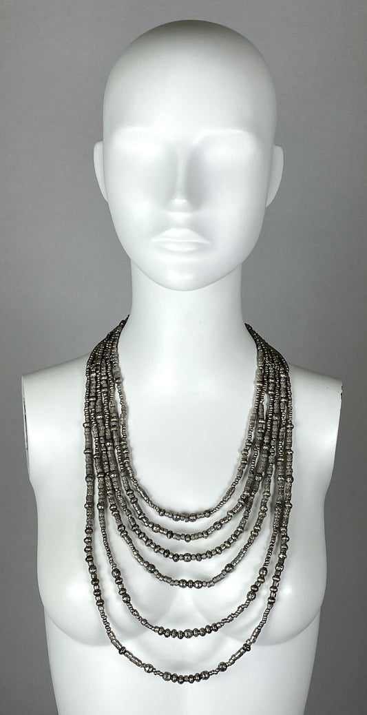 F/W 1997 Christian Dior by John Galliano Silver Beaded Layered Large Necklace