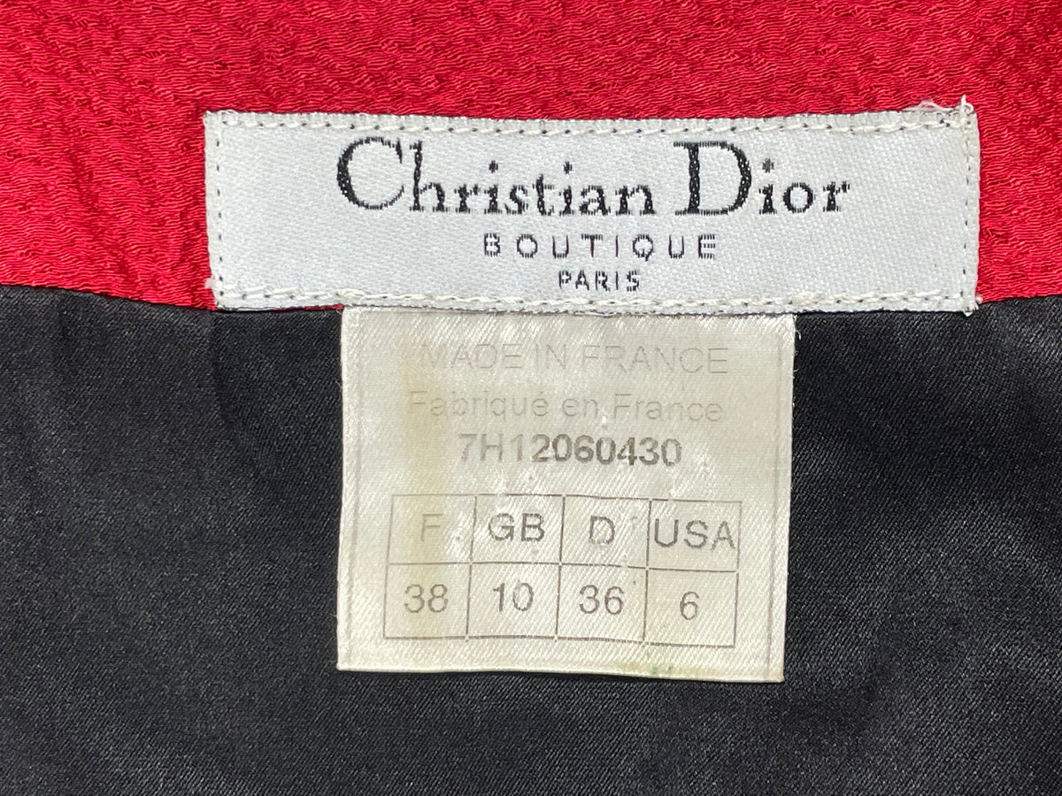 RARE F/W 1997 Christian Dior x John Galliano Runway Red Strapless Gown Mini Dress w Train