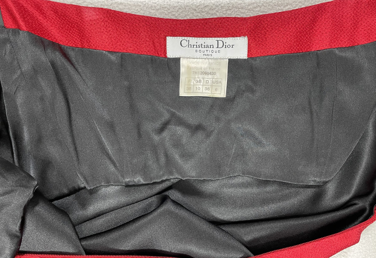 RARE F/W 1997 Christian Dior x John Galliano Runway Red Strapless Gown Mini Dress w Train