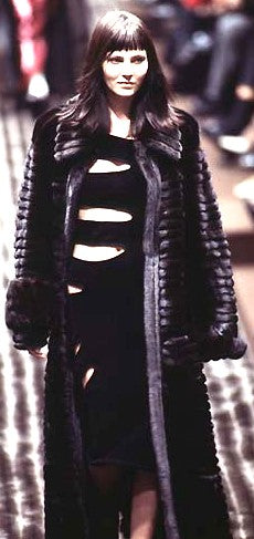 F/W 1997 Fendi x Karl Lagerfeld Runway Sexy Black Cut-Out Bodycon Wiggle Dress