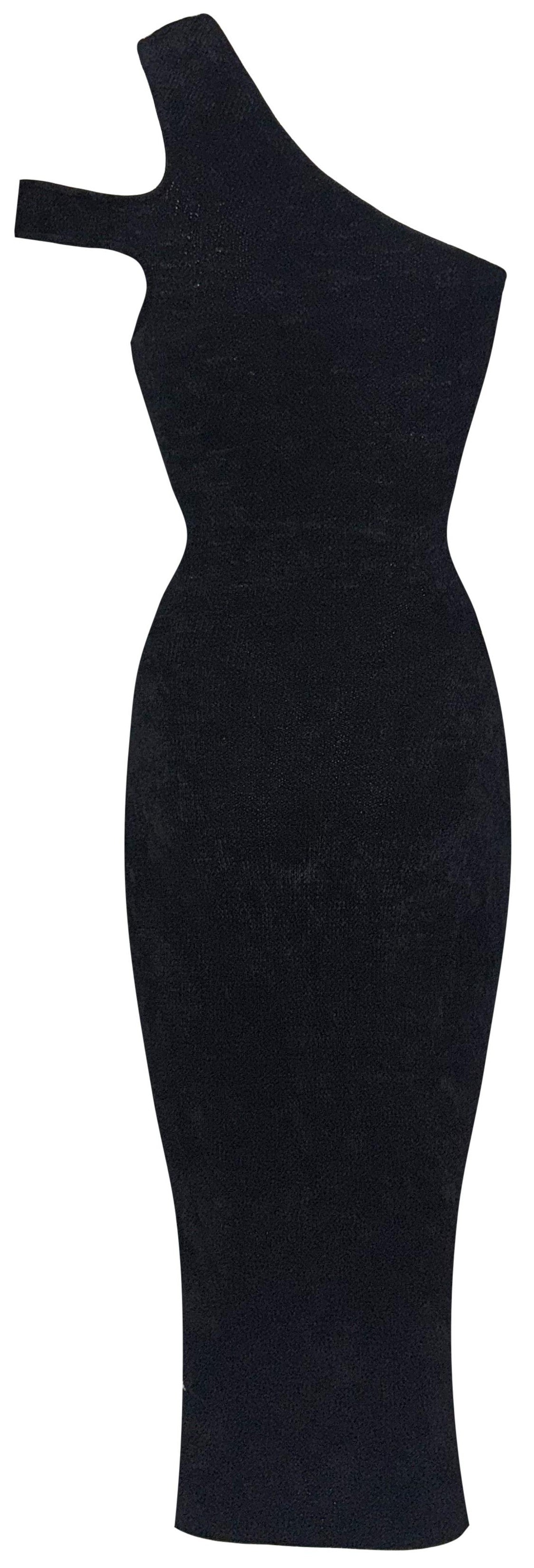 F/W 1997 Fendi x Karl Lagerfeld Runway Sexy Black Cut-Out Bodycon Wiggle Dress