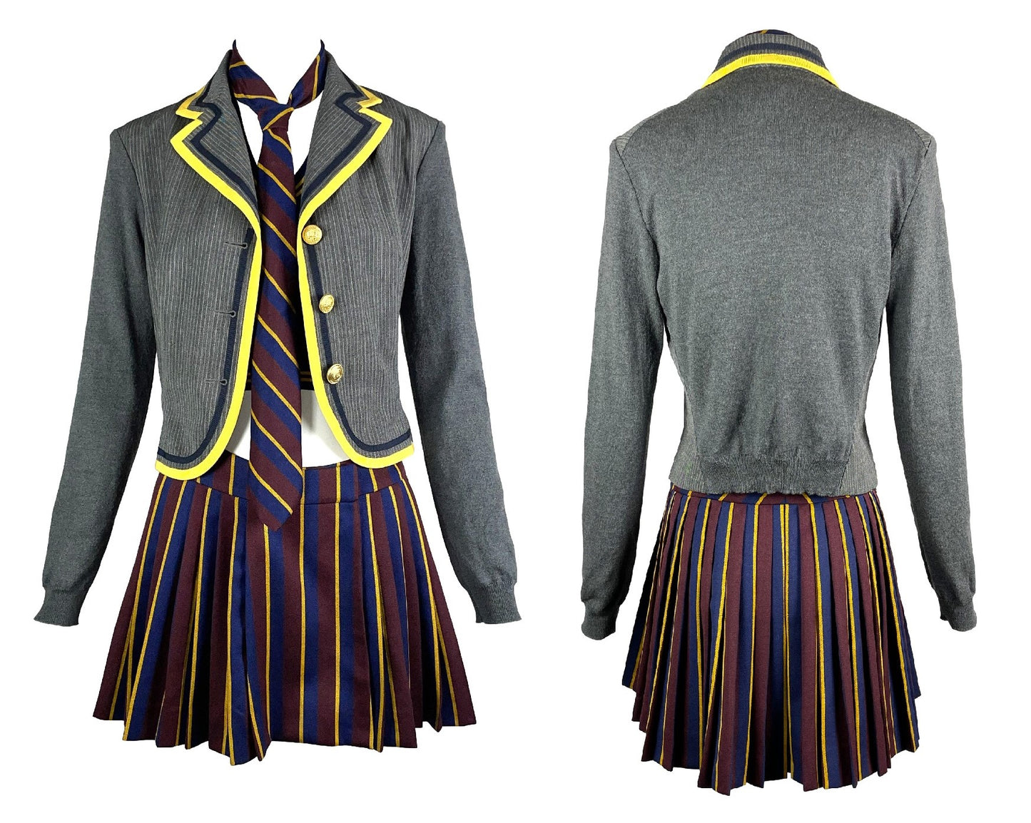 F/W 1997 John Galliano Runway Catholic School Girl Tie Crop Top Skirt Cardigan Uniform Set