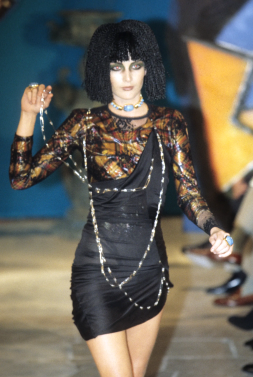 F/W 1997 John Galliano Runway Sheer Black Lace L/S Bodysuit Top