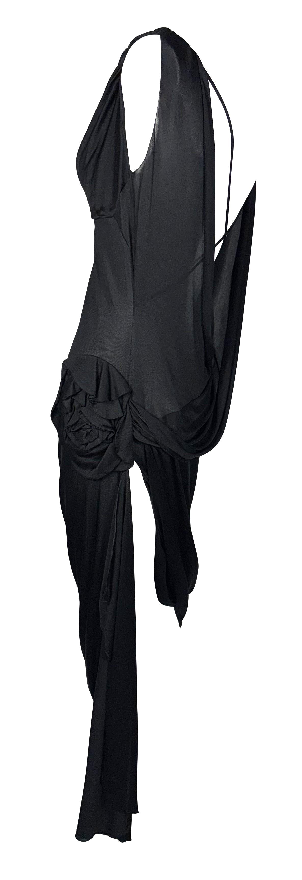 F/W 1997 John Galliano Runway Black Plunging Back High Slit Dress