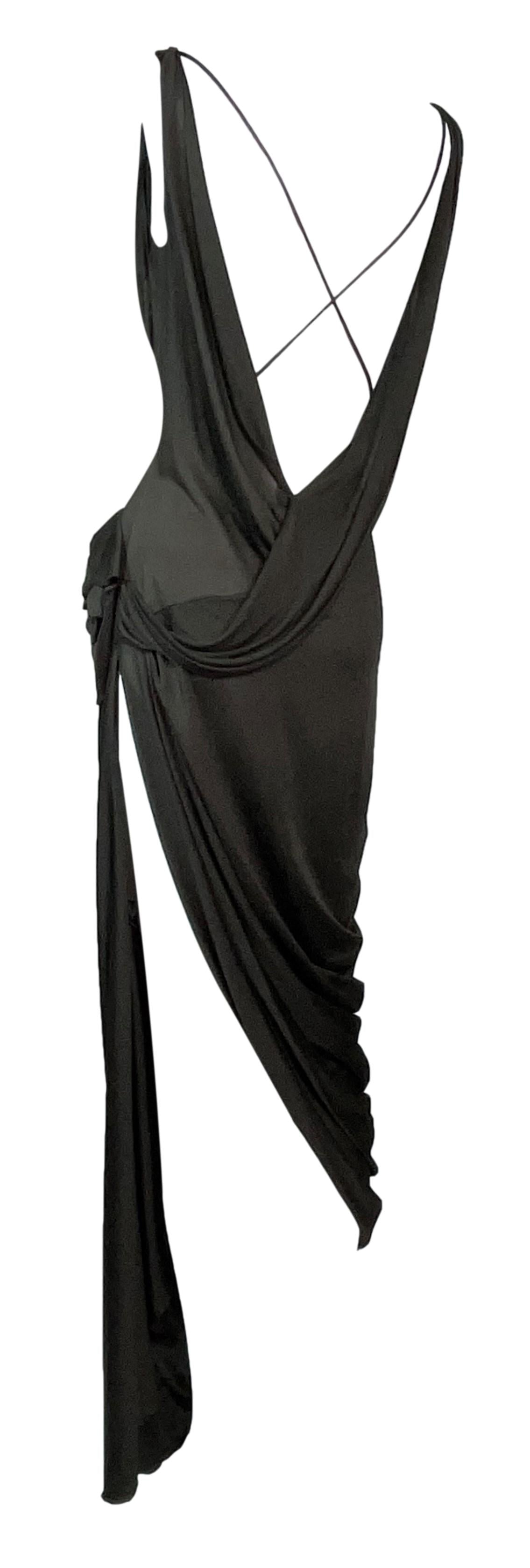 Vintage F/W 1997 John Galliano Runway Sheer Brown Flower Super High Slit Dress