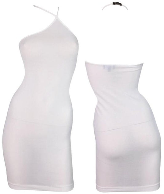 F/W 1997 Gucci x Tom Ford Sheer White Asymmetrical Halter Bodycon Mini Dress