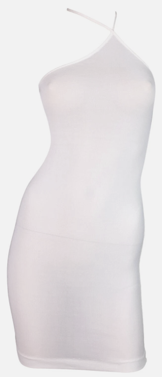 F/W 1997 Gucci x Tom Ford Sheer White Asymmetrical Halter Bodycon Mini Dress