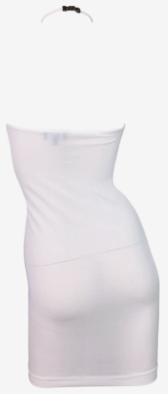 F/W 1997 Gucci x Tom Ford Sheer White Asymmetrical Halter Bodycon Mini Dress