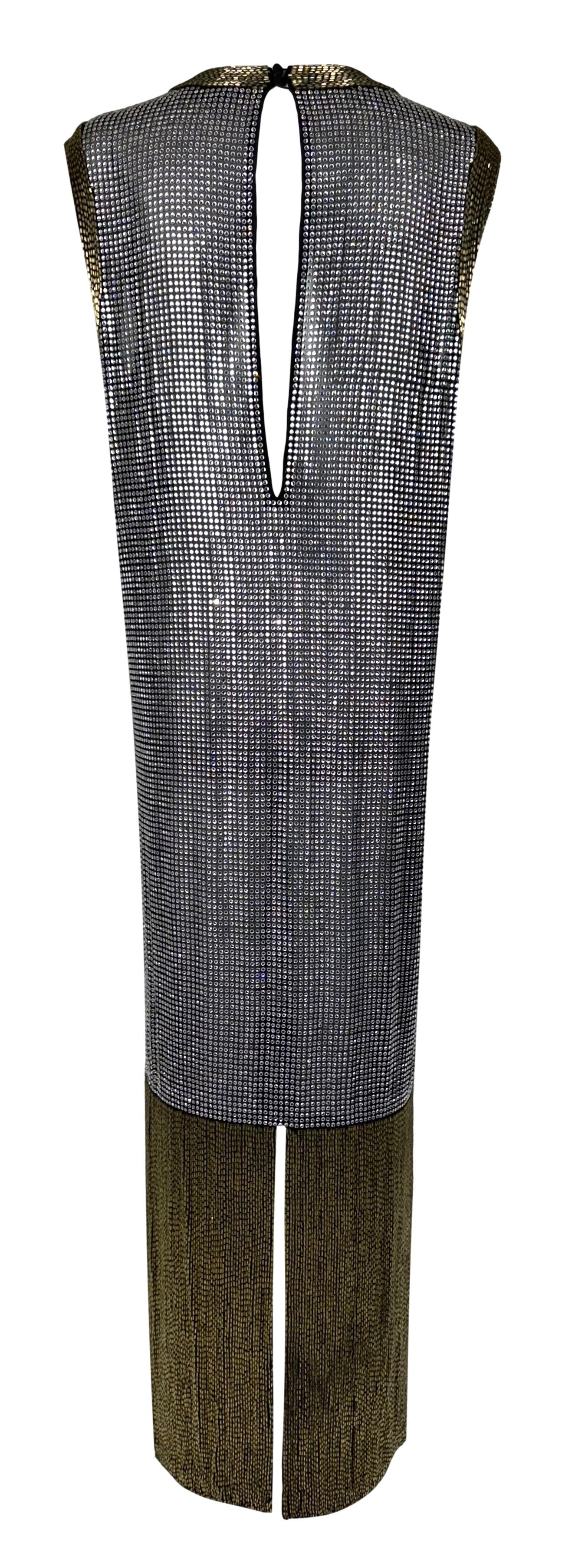 RARE Vintage S/S 1997 Gianfranco Ferre Crystal Beaded Sheer Silk Maxi Dress