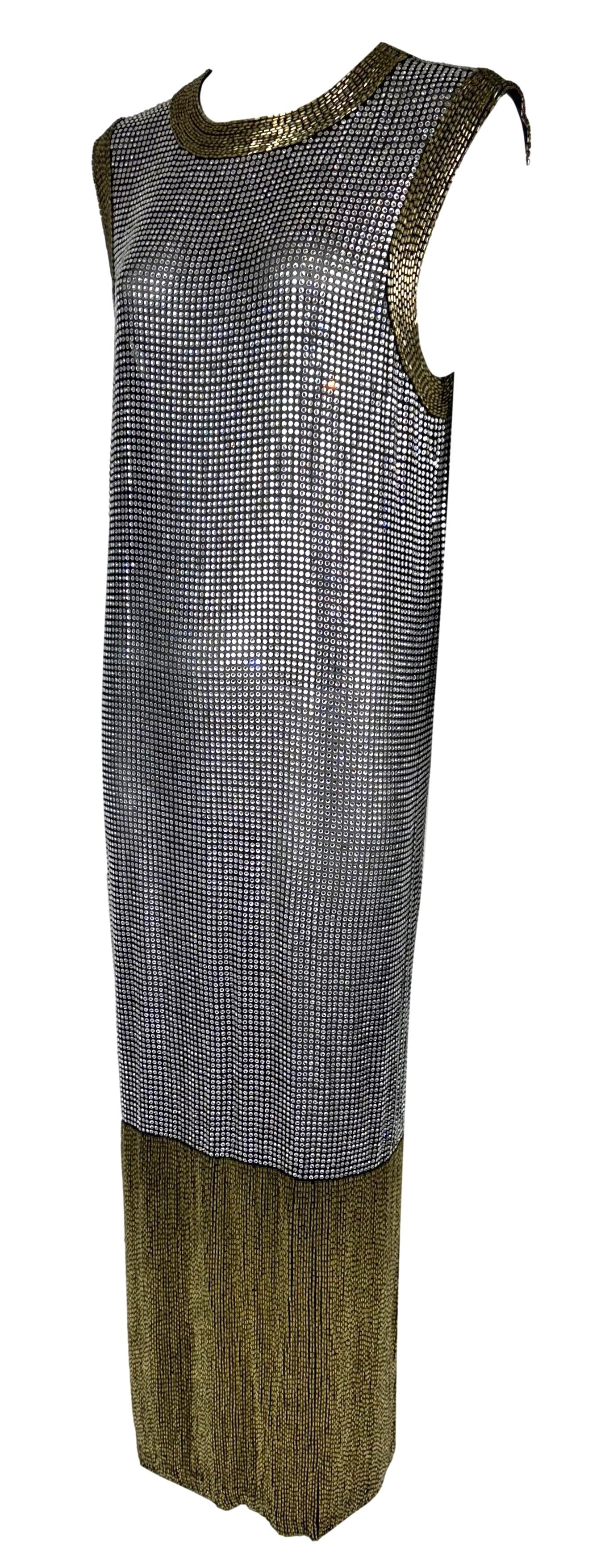 RARE Vintage S/S 1997 Gianfranco Ferre Crystal Beaded Sheer Silk Maxi Dress