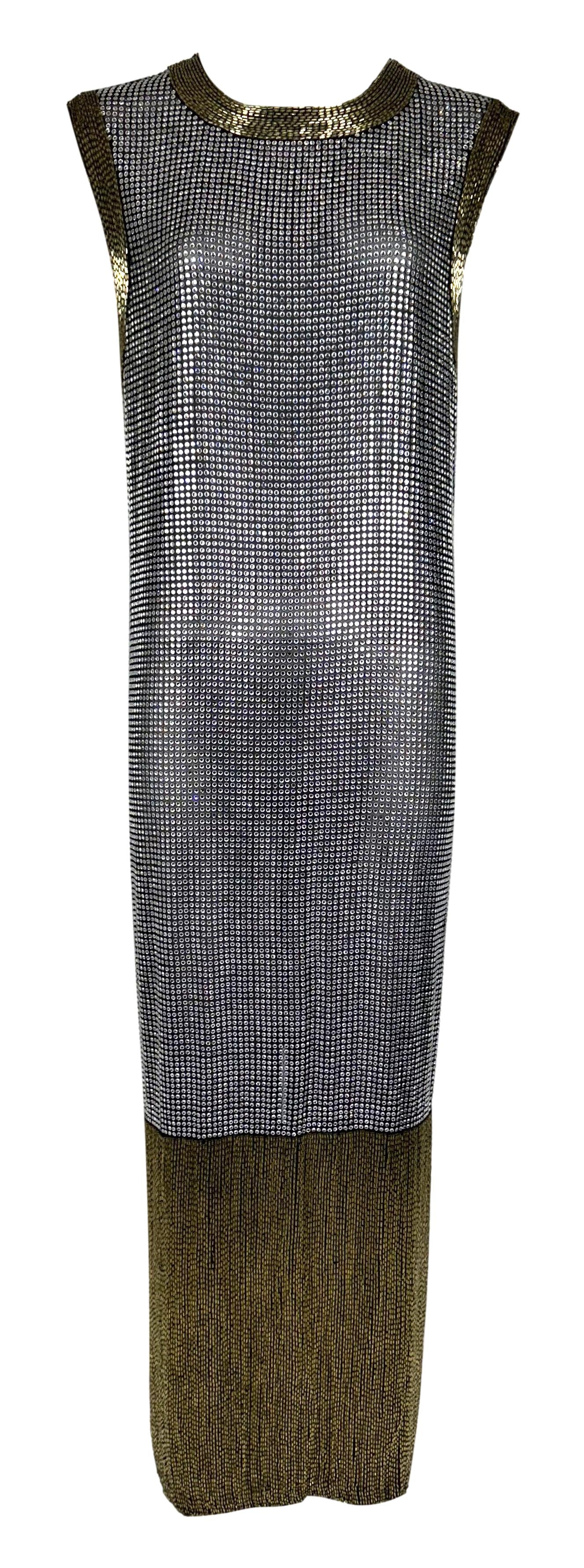 RARE Vintage S/S 1997 Gianfranco Ferre Crystal Beaded Sheer Silk Maxi Dress