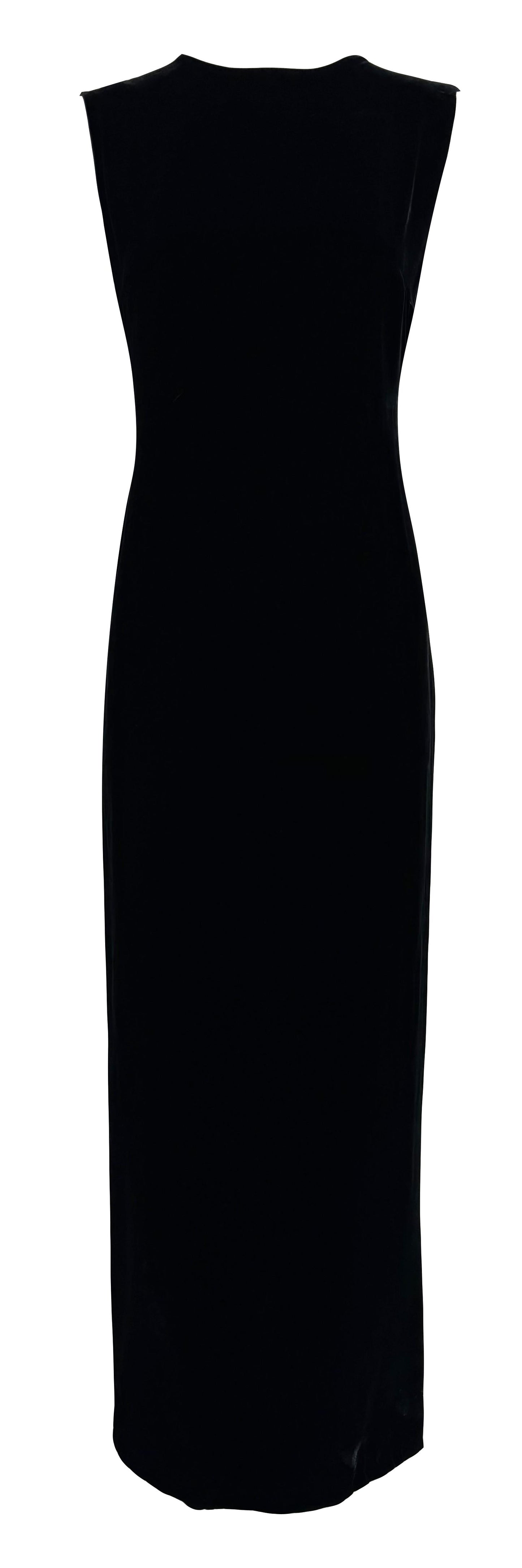 S/S 1997 Gianfranco Ferre Runway Black Velvet Chinoiserie Embellished Sheer Open Back Maxi Dress