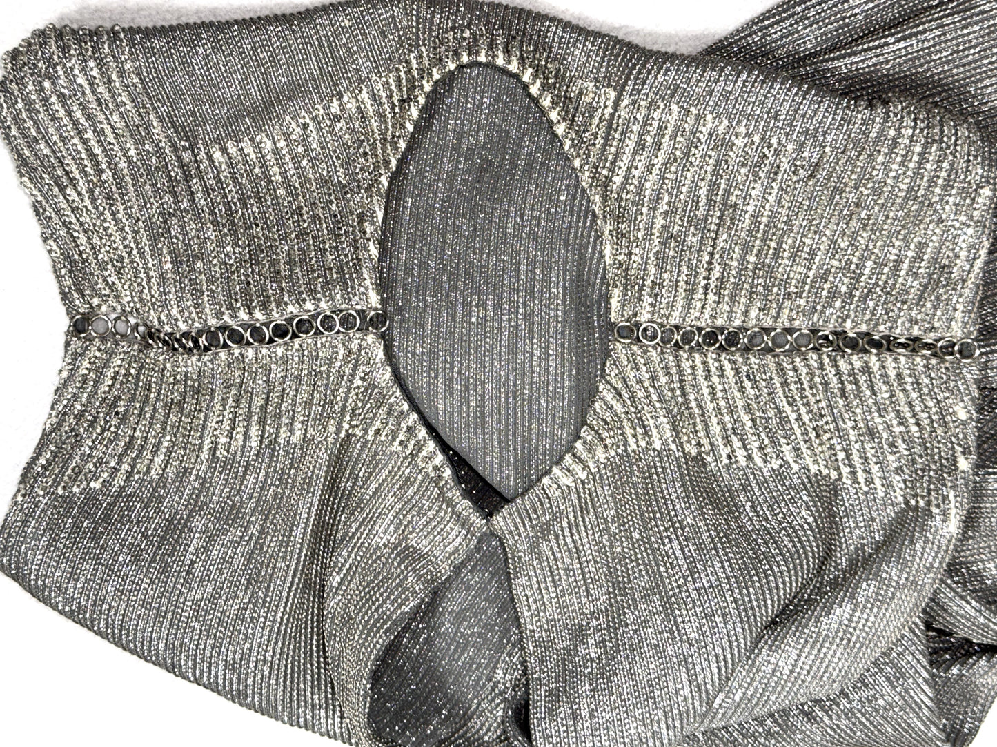 S/S 1997 Gianfranco Ferre 1920's Flapper Style Silver Crystal Beaded Column Maxi Dress