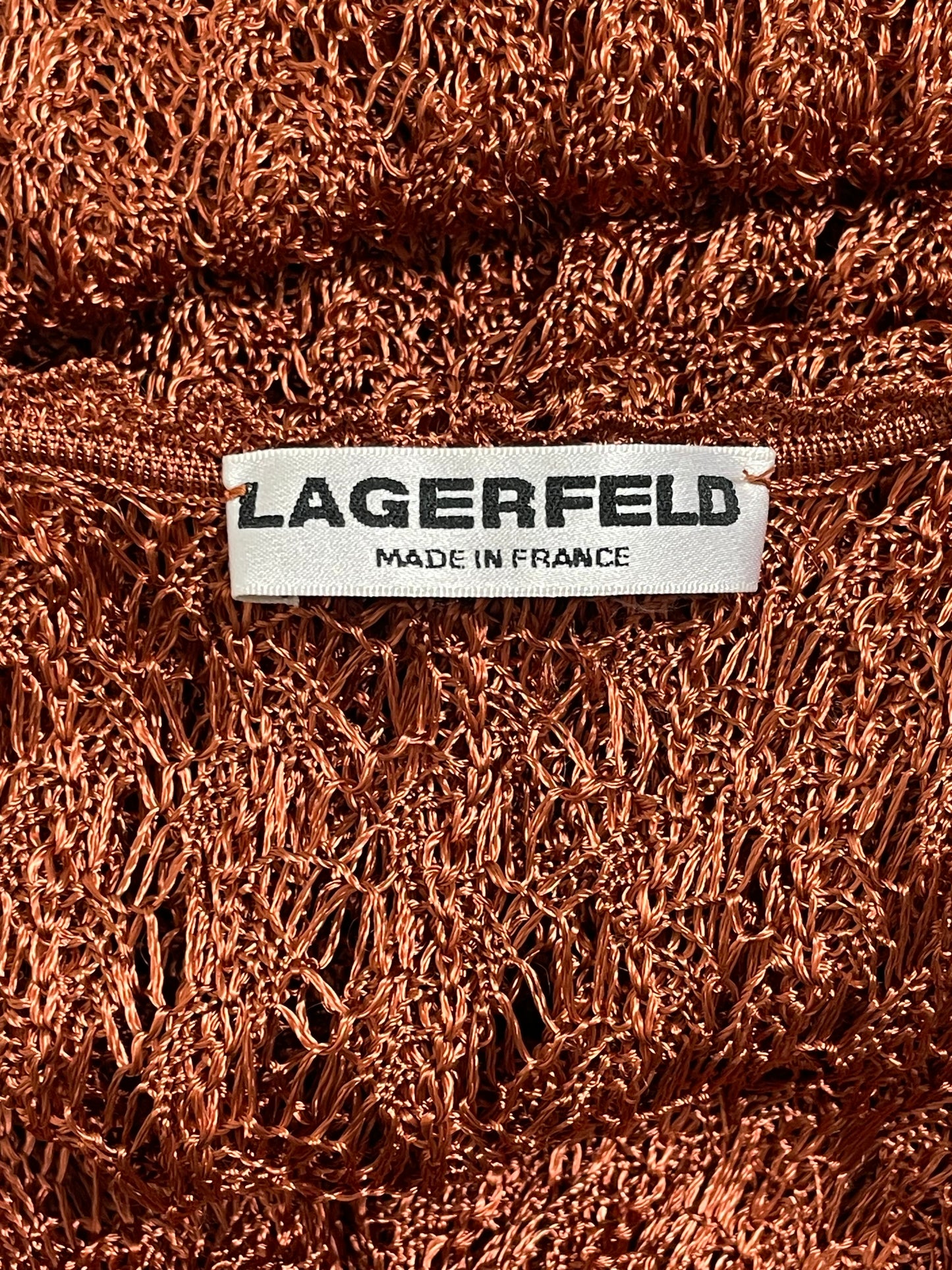 S/S 1997 Karl Lagerfeld Runway Sheer Bronze Knit Maxi Dress