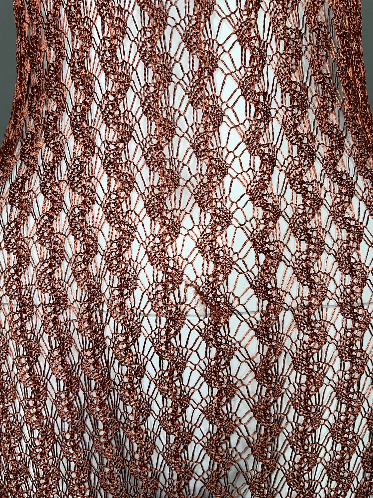 S/S 1997 Karl Lagerfeld Runway Sheer Bronze Knit Maxi Dress